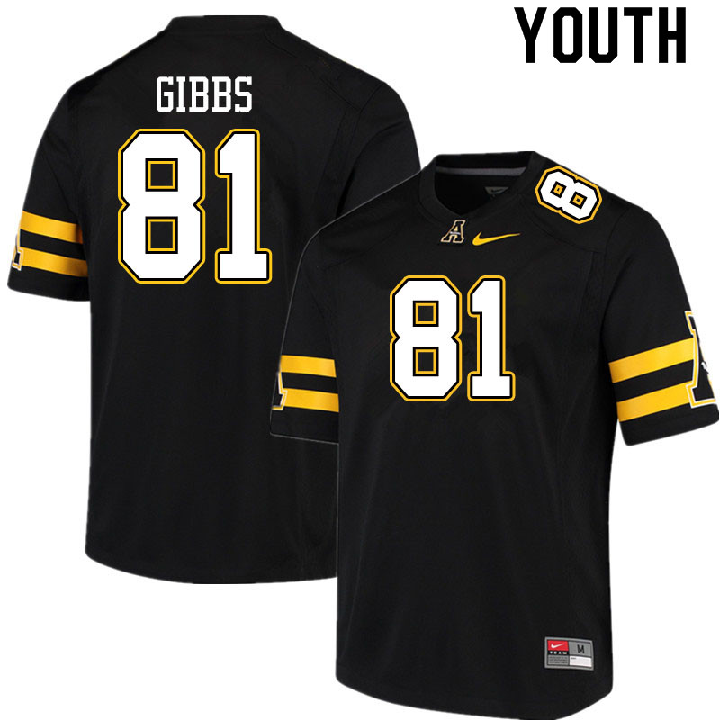 Youth #81 Miller Gibbs Appalachian State Mountaineers College Football Jerseys Sale-Black